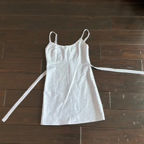 white dress with peter pan collar Knit Stripe Peter Pan Collar Dress